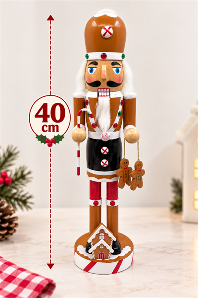 40 Cm El Yapımı Aşçı Fındıkkıran Kurşun Asker Kurabiye Baston Şeker Yılbaşı Yeni Yıl Nutcracker