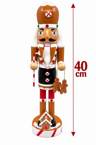 40 Cm El Yapımı Aşçı Fındıkkıran Kurşun Asker Kurabiye Baston Şeker Yılbaşı Yeni Yıl Nutcracker