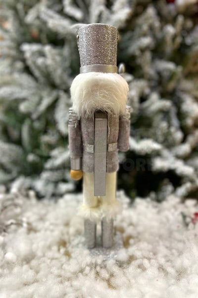 40 Cm Fındıkkıran Kutup Yıldızı Mızraklı Gümüş Renkli Kurşun Asker Nutcracker Yılbaşı Yeni Yıl Dekor