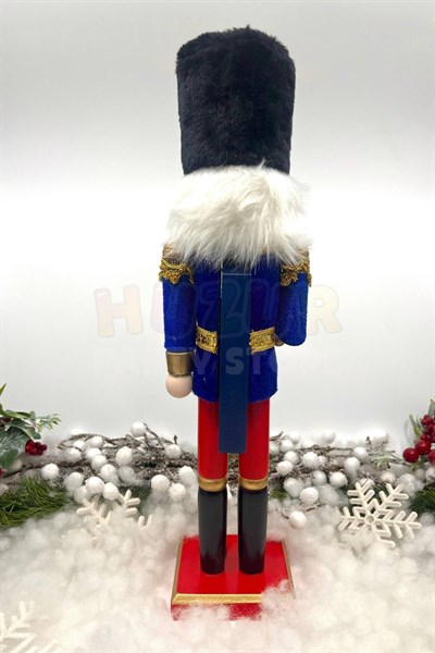 40 Cm Kılıçlı Fındıkkıran Lacivert Renkli Kurşun Asker Siyah Kavuklu Nutcracker Yılbaşı Dekoru