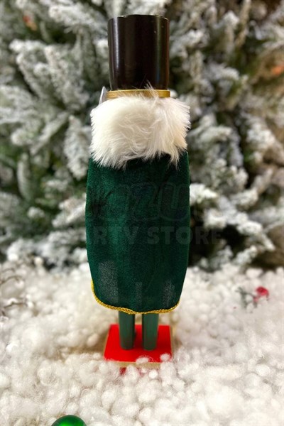 40 Cm Kılıçlı Fındıkkıran Yeşil Pelerinli Kıyafetli Kurşun Asker Nutcracker Yılbaşı Yeni Yıl Dekoru