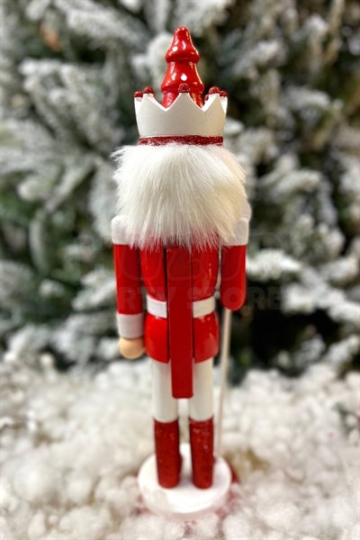 40 Cm Şekerli Fındıkkıran Kırmızı Beyaz Renkli Kurşun Asker Nutcracker Yılbaşı Yeni Yıl Dekoru