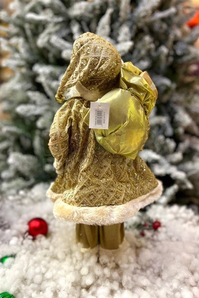 45 Cm Dekoratif Noel Baba Gold Altın Sarısı Renkli Ayakta Durabilen Yeni Yıl Yılbaşı Süsü Dekoru