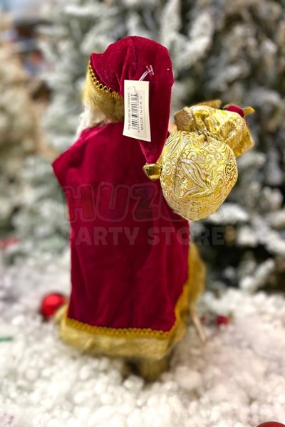 45 Cm Dekoratif Noel Baba Kırmızı Gold Kürklü Renkli Ayakta Durabilen Yeni Yıl Yılbaşı Süsü Dekoru