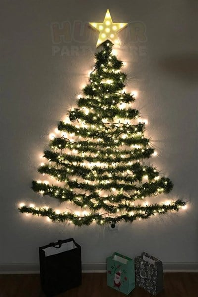 5 Metre Işıklı Yeşil Çam Dalı Şerit Garland Yılbaşı Yeni Yıl Ağacı Gürleştirici Dekor Günışığı Ledli