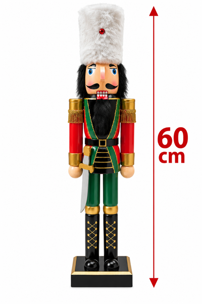 60 Cm Fındıkkıran Kurşun Asker El Yapımı Yılbaşı Kılıçlı Kalpaklı Üniformalı Ağzı Açılıp Kapanabilen