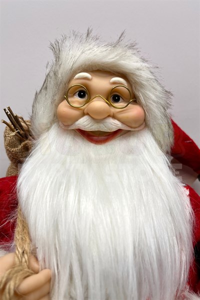 60 Cm Noel Baba Figürü Prime Seri Kırmızı Desenli Kürklü Fenerli Yılbaşı Ağacı Dekoru Yeni Yıl Süsü