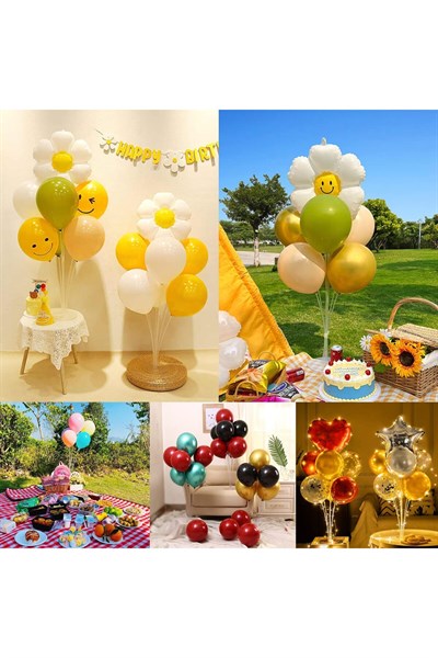 7li Balon Standı 70 Cm 7 Çubuklu Süsleme Ayaklı Stand Doğum Günü Parti Balonsuz Yollanmaktadır