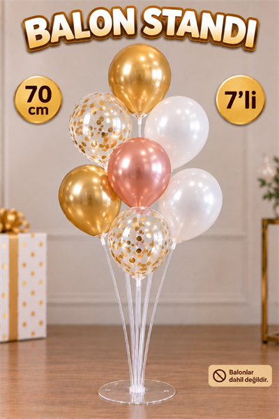 7li Balon Standı 70 Cm 7 Çubuklu Süsleme Ayaklı Stand Doğum Günü Parti Balonsuz Yollanmaktadır