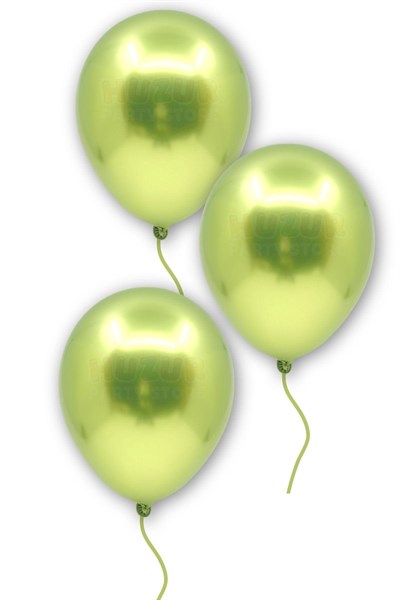 Açık Yeşil Renkli Krom Balon 10 Adet 30cm Çok Parlak Canlı Parti Safari Hayvanları Doğum Günü Balonu