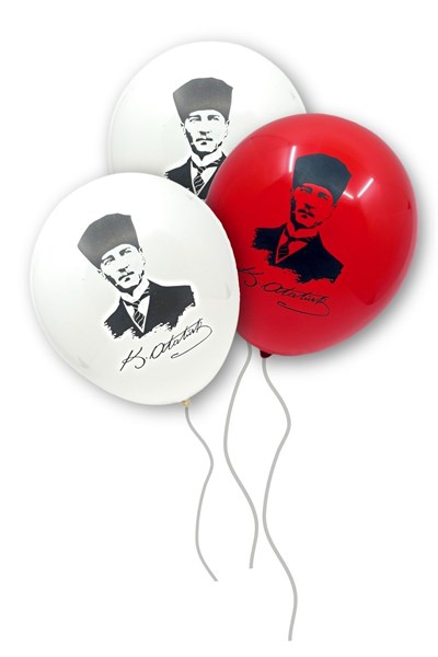 Atatürk Balon 10 Adet 30 Cm Mustafa Kemal Türk Bayrağı Ay Yıldız Kırmızı Beyaz Milli Bayram Balonu