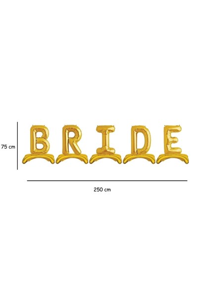 Ayaklı Bride Yazılı Oturan Folyo Balon Gold Altın Sarısı Renkli Bekarlığa Veda Partisi Her Harf 80cm