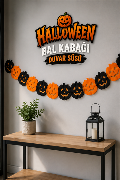Bal Kabağı Duvar Süsü Turuncu Siyah Halloween Cadılar Bayramı Parti Dekorasyon Süsleme Aksesuarı