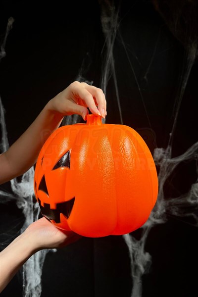 Balkabağı 23x19 Cm Işıklı Müzikli Sese Ve Dokunmaya Duyarlı Halloween Dekoru Cadılar Bayramı Süsü