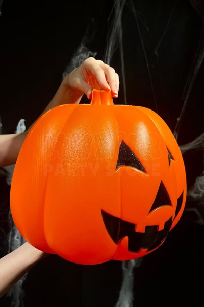 Balkabağı 30x26 Cm Işıklı Müzikli Sese Ve Dokunmaya Duyarlı Halloween Dekoru Cadılar Bayramı Süsü