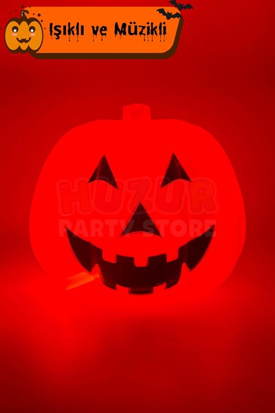 Balkabağı 45x37 Cm Işıklı Müzikli Sese Ve Dokunmaya Duyarlı Halloween Dekoru Cadılar Bayramı Kabak