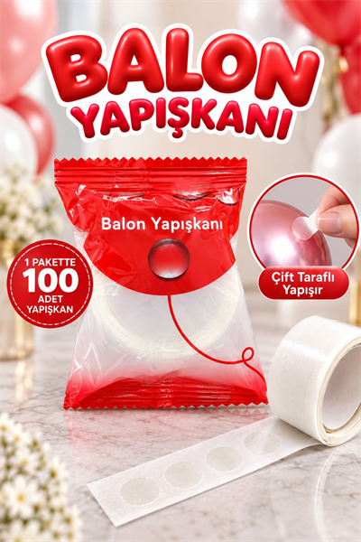 Balon Yapışkanı Bandı 100 Adet Kendinden Yuvarlak Kesilmiş Çift Taraflı Yapıştırma Yapıştırıcısı
