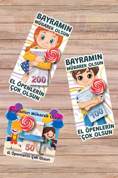 Bayramlık Harçlık Kartı 10 Adet Ramazan Bayramı Kurban Bayramı Çocuk Hediye Tebrik Para Kartı