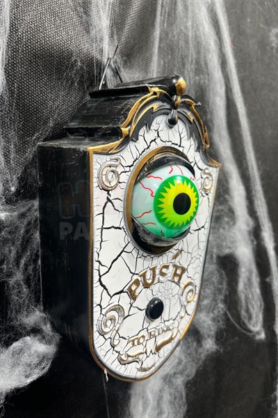 Beyaz Gold Oynar Gözlü Kapı Zili 4 Farklı Zil Sesi Asma Aparatlı 18x11 Cm Halloween Cadılar Bayramı