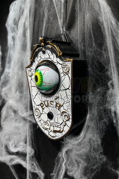 Beyaz Gold Oynar Gözlü Kapı Zili 4 Farklı Zil Sesi Asma Aparatlı 18x11 Cm Halloween Cadılar Bayramı