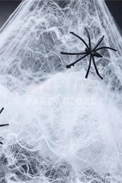 Beyaz Örümcek Ağı Ve Küçük Örümcek Seti Yapay 20 gr Halloween Cadılar Bayramı Partisi Ağ Dekor Süs