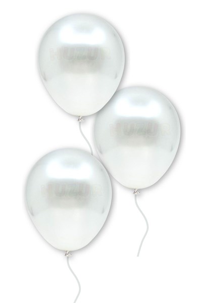 Beyaz Renkli Metalik Balon 10 Adet 30 Cm Lateks Parti Konsept Dekorasyon Kına Doğum Günü Balonu