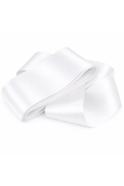 Beyaz Saten Kurdele 66 Mm (6.6 Cm) 10 Metre Çift Taraflı Düğün Kına Nişan Süsleme Kurdelası