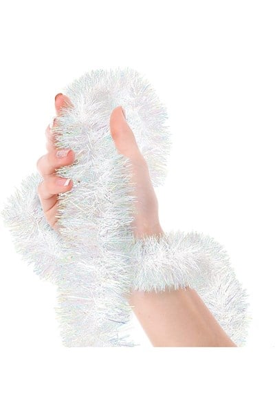 Beyaz Yılbaşı Garland Doğum Günü Simi Çam Ağacı Süsü 200x7 Cm Boyuna Asılan Boyna Takılan Parti Sim