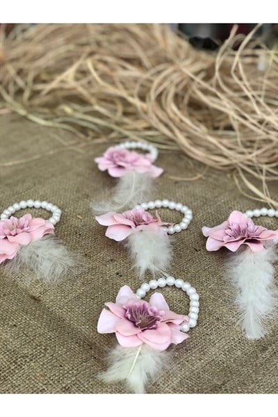 Bride To Be 10 Adet Nedime Gelin Bilekliği Tüy Ve Inci Detaylı Pudra Pembe Bekarlığa Veda Partisi