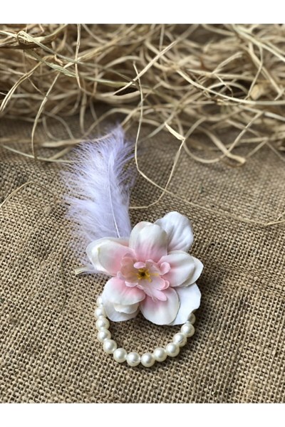 Bride To Be 10 Adet Nedime Gelin Bilekliği Tüy Ve Inci Detaylı Beyaz Somon Bekarlığa Veda Partisi