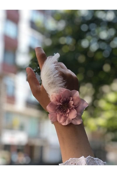 Bride To Be 10 Adet Nedime Gelin Bilekliği Tüy Ve Inci Detaylı Pudra Pembe Bekarlığa Veda Partisi