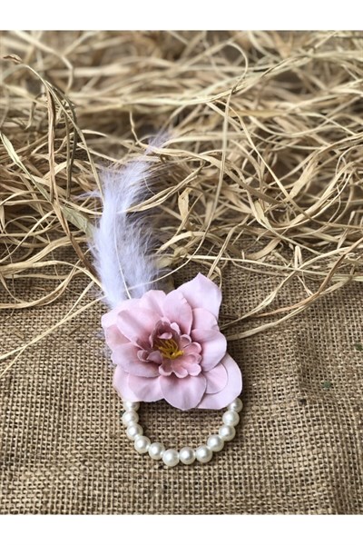 Bride To Be 10 Adet Nedime Gelin Bilekliği Tüy Inci Detaylı Pudra Pembe Renk Bekarlığa Veda Partisi