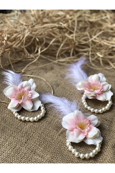 Bride To Be 10 Adet Nedime Gelin Bilekliği Tüy Ve Inci Detaylı Beyaz Somon Bekarlığa Veda Partisi