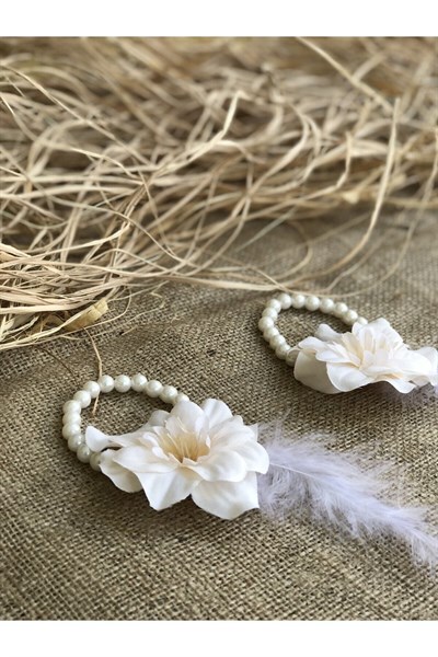 Bride To Be 10 Adet Nedime Gelin Bilekliği Tüy Ve Inci Detaylı Beyaz Bekarlığa Veda Partisi