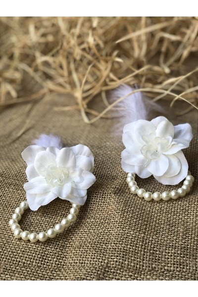 Bride To Be 10 Adet Nedime Gelin Bilekliği Tüy Ve Inci Detaylı Beyaz Renkli Bekarlığa Veda Partisi