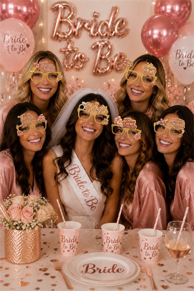 Bride To Be Gold 6lı Gözlük Seti Team Bride Yazılı Bekarlığa Veda Gelin Partisi Fotoğraf Aksesuarı