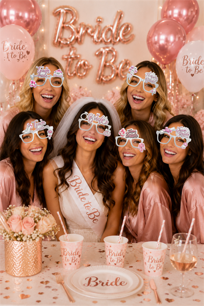 Bride To Be Gümüş 6lı Gözlük Seti Team Bride Yazılı Bekarlığa Veda Gelin Partisi Fotoğraf Aksesuarı