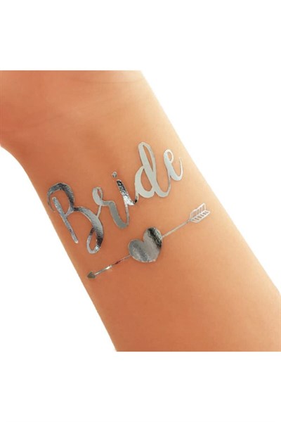 Bride To Be Konsepti 1 Bride 10 Team Bride Gümüş Gri Renkli Geçici Dövme Bekarlığa Veda Partisi