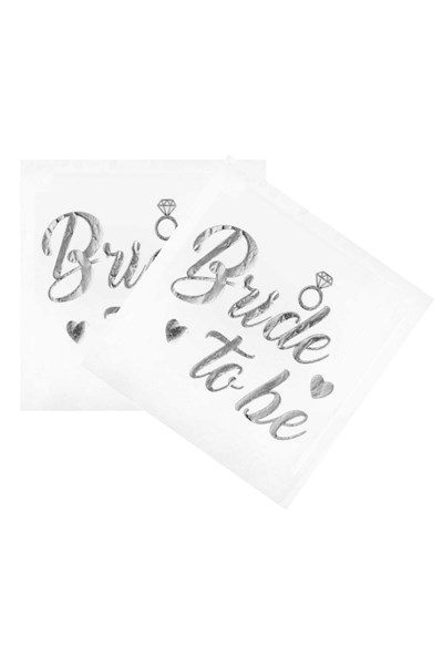 Bride To Be Peçete Gümüş Yaldızlı Beyaz 16lı Gri Varaklı Bekarlığa Veda Partisi Süsleri Malzemeleri