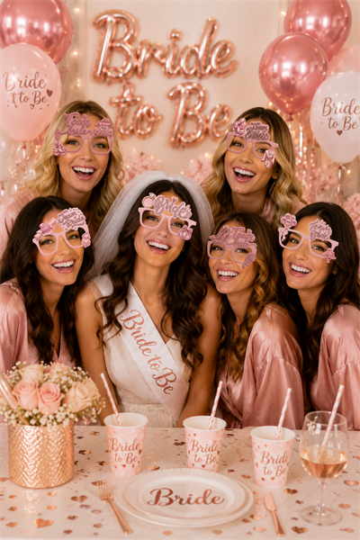 Bride To Be Rose  6lı Gözlük Seti Team Bride Yazılı Bekarlığa Veda Gelin Partisi Fotoğraf Aksesuarı
