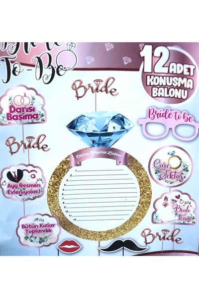 Bride To Be Temalı 12 Adet Konuşma Balonu Darısı Başıma Listesi Bekarlığa Veda Partisi Süs Seti
