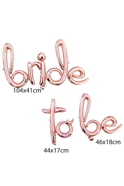 Bride To Be Yazılı El Yazısı Folyo Rose Gold Renkli Balon Bekarlığa Veda Partisi Büyük Balon Seti