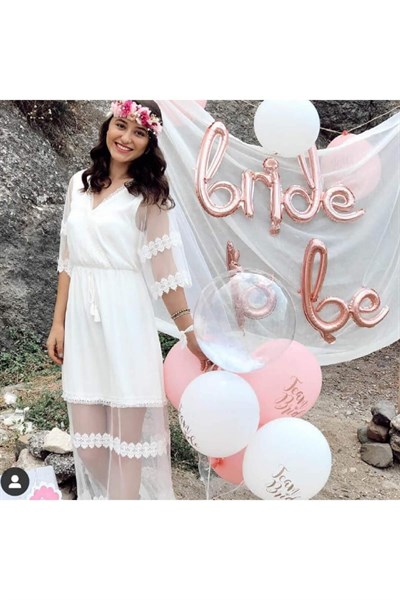 Bride To Be Yazılı El Yazısı Folyo Rose Gold Renkli Balon Bekarlığa Veda Partisi Büyük Balon Seti