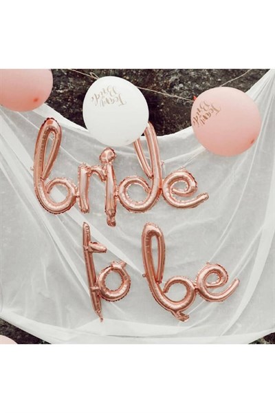 Bride To Be Yazılı El Yazısı Folyo Rose Gold Renkli Balon Bekarlığa Veda Partisi Büyük Balon Seti