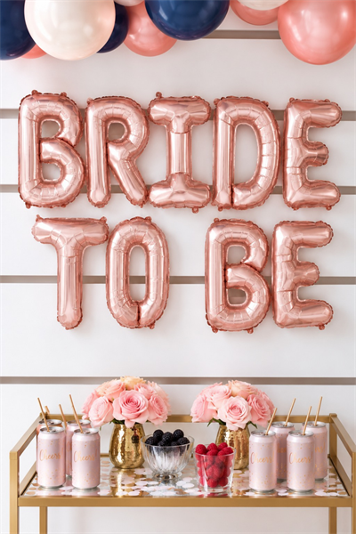 Bride To Be Yazılı Folyo Balon Konsepti Rose Gold Renkli Bekarlığa Veda Partisi Büyük Balon Seti