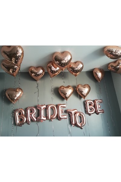 Bride To Be Yazılı Folyo Balon Konsepti Rose Gold Renkli Bekarlığa Veda Partisi Büyük Balon Seti