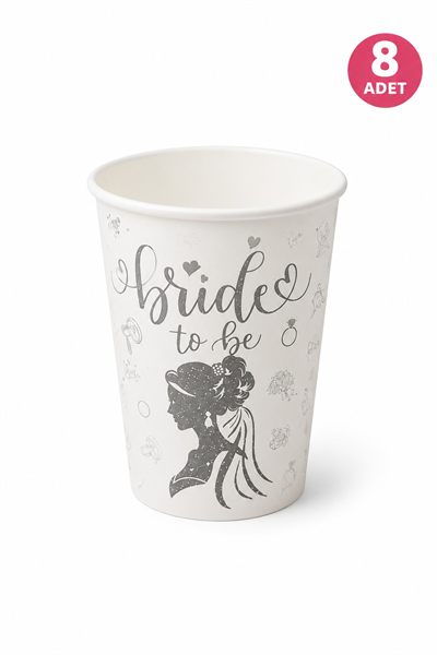Bride To Be Yazılı Gelin Baskılı 8li Tabak Bardak  Bekarlığa Veda Partisi Masa Sofra Sunum Seti