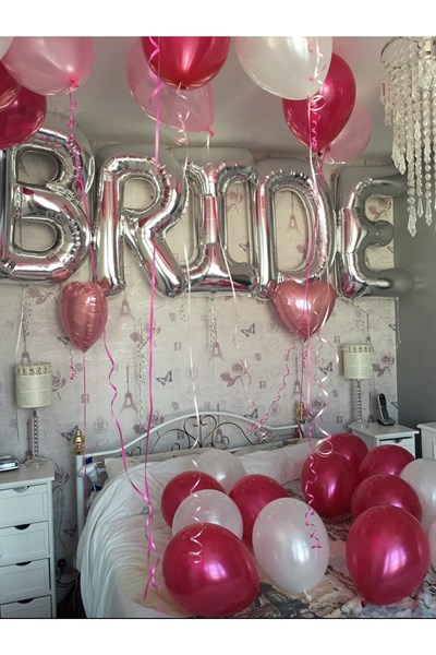 Bride Yazılı Büyük Boy Her Harf 100 Cm Folyo Balon Gümüş Renkli Gri Renginde Bekarlığa Veda Partisi
