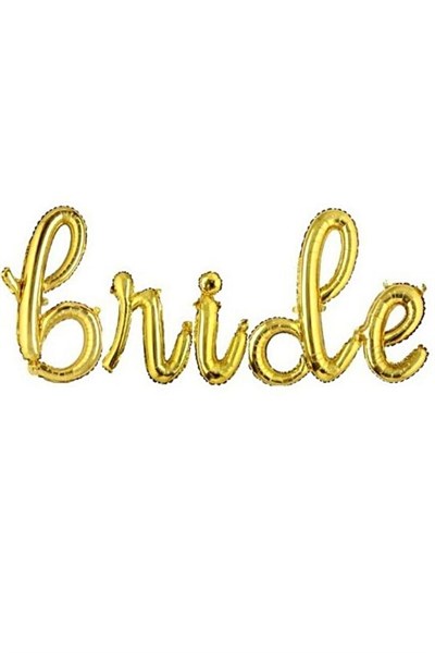 Bride Yazılı El Yazısı Folyo Gold Renkli Balon Altın Sarısı Bekarlığa Veda Partisi Imza Büyük Balon