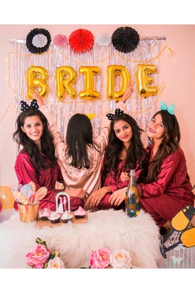 Bride Yazılı Folyo Balon Konsept Gold Renkli Altın Sarısı Bekarlığa Veda Partisi Büyük Balon
